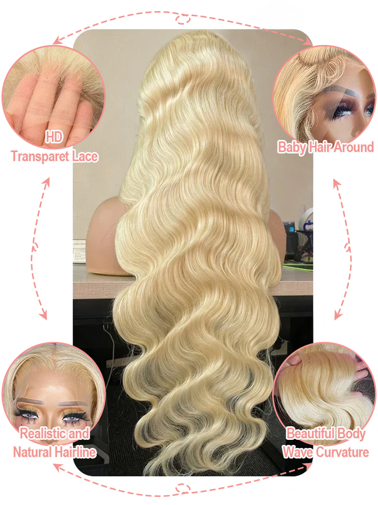 36 40 Inch 613 Honey Blonde Bo - 613 Blonde Body Wave Lace Front Wig recension och pris