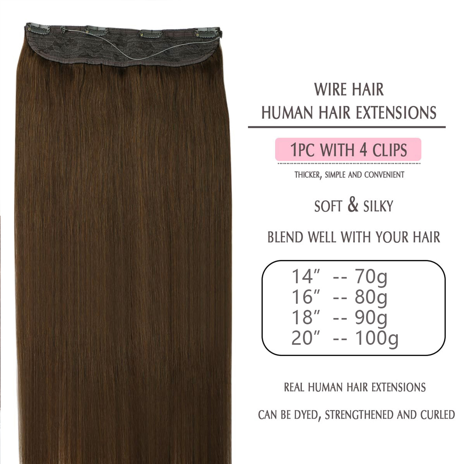 Invisible Halo Hair Extensions - Seamless Clip In Hair Extensions Human Hair recension och pris
