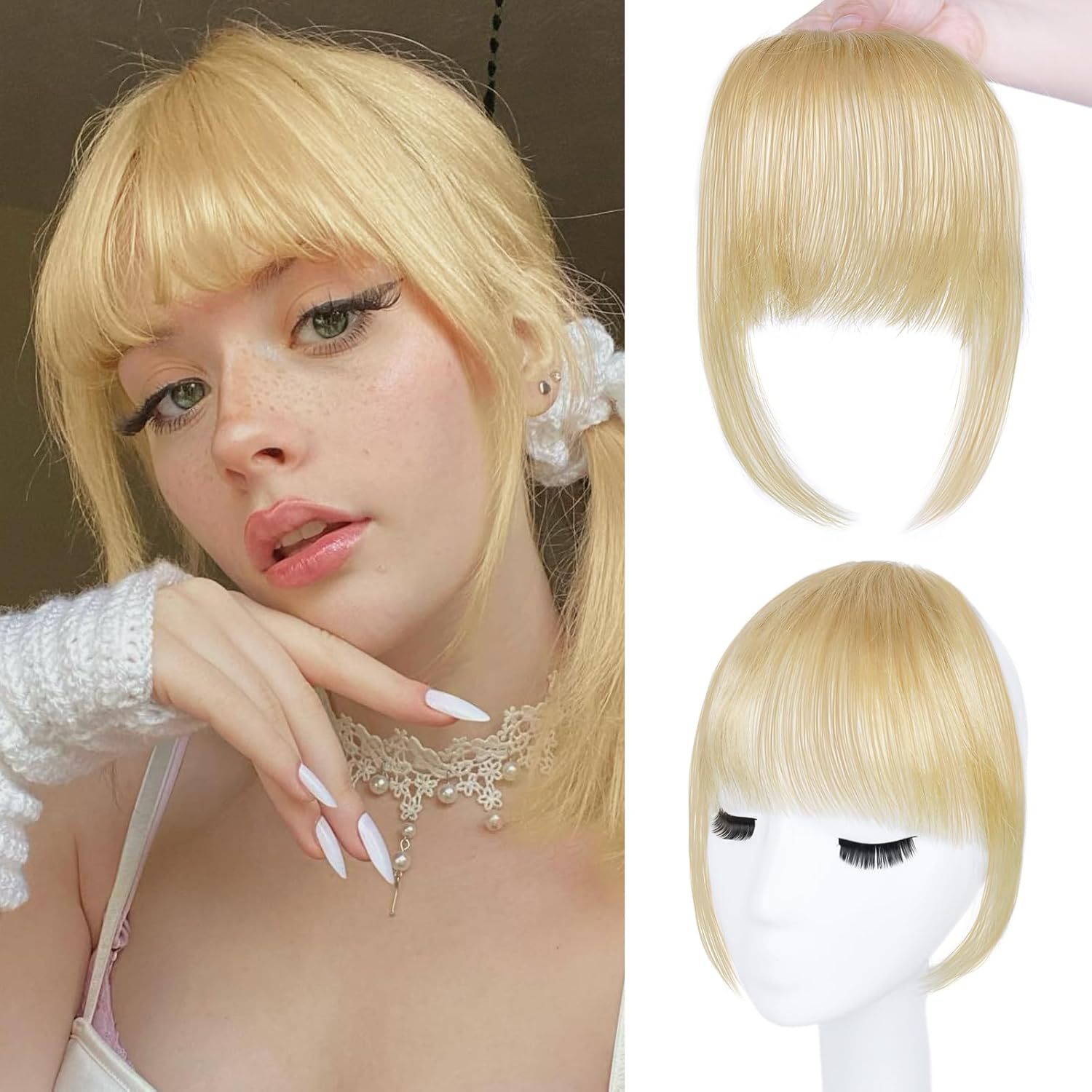 100% Human Hair Bangs Clip-In  - Seamless Clip In Hair Extensions Human Hair recension och pris
