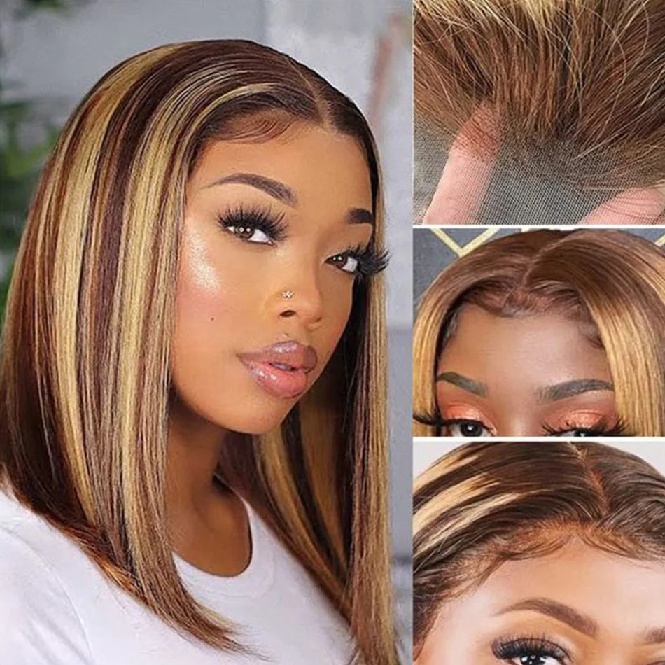 Highlight Blonde Wig Short Lac - Pre Parted 13X4 Lace Front Bob Wig recension och pris