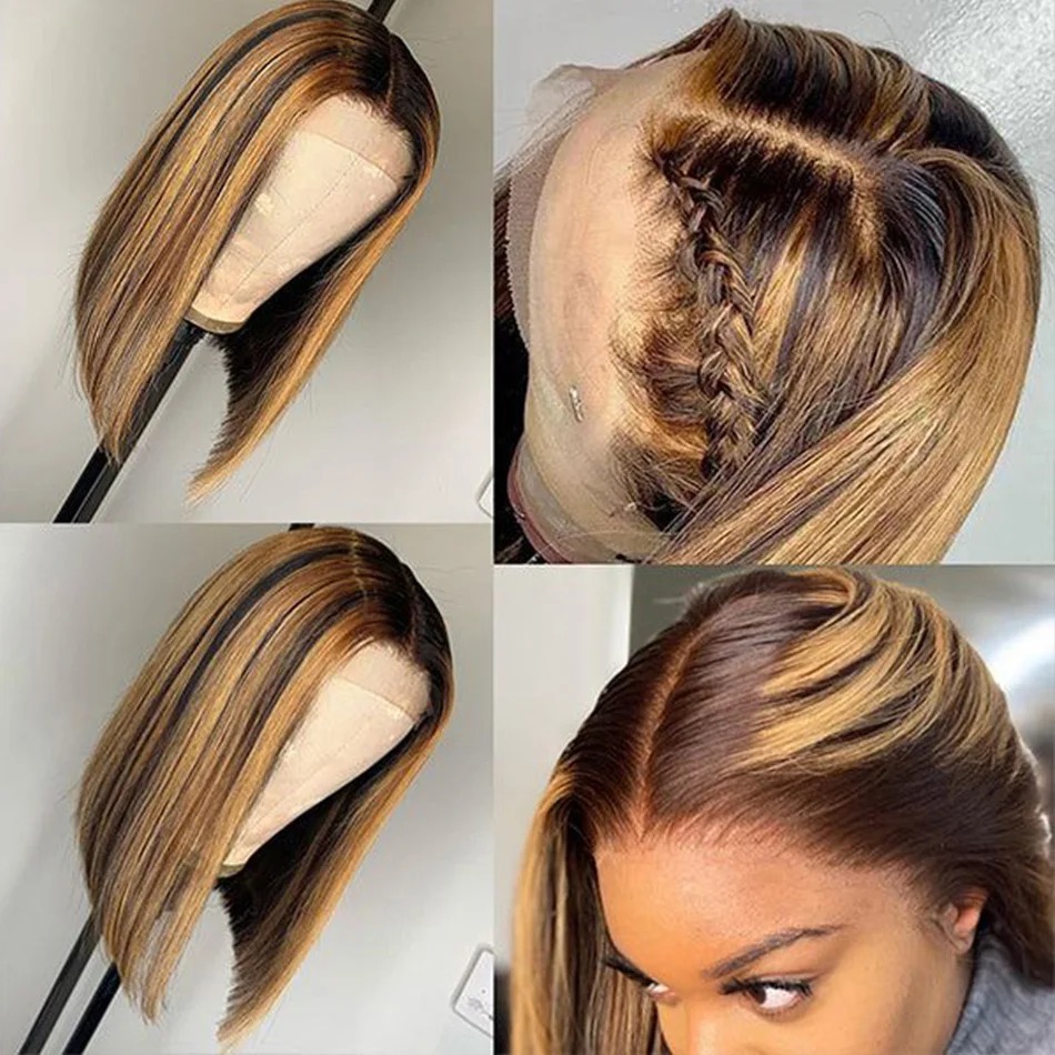 Highlight Blonde Wig Short Lac - Pre Parted 13X4 Lace Front Bob Wig recension och pris