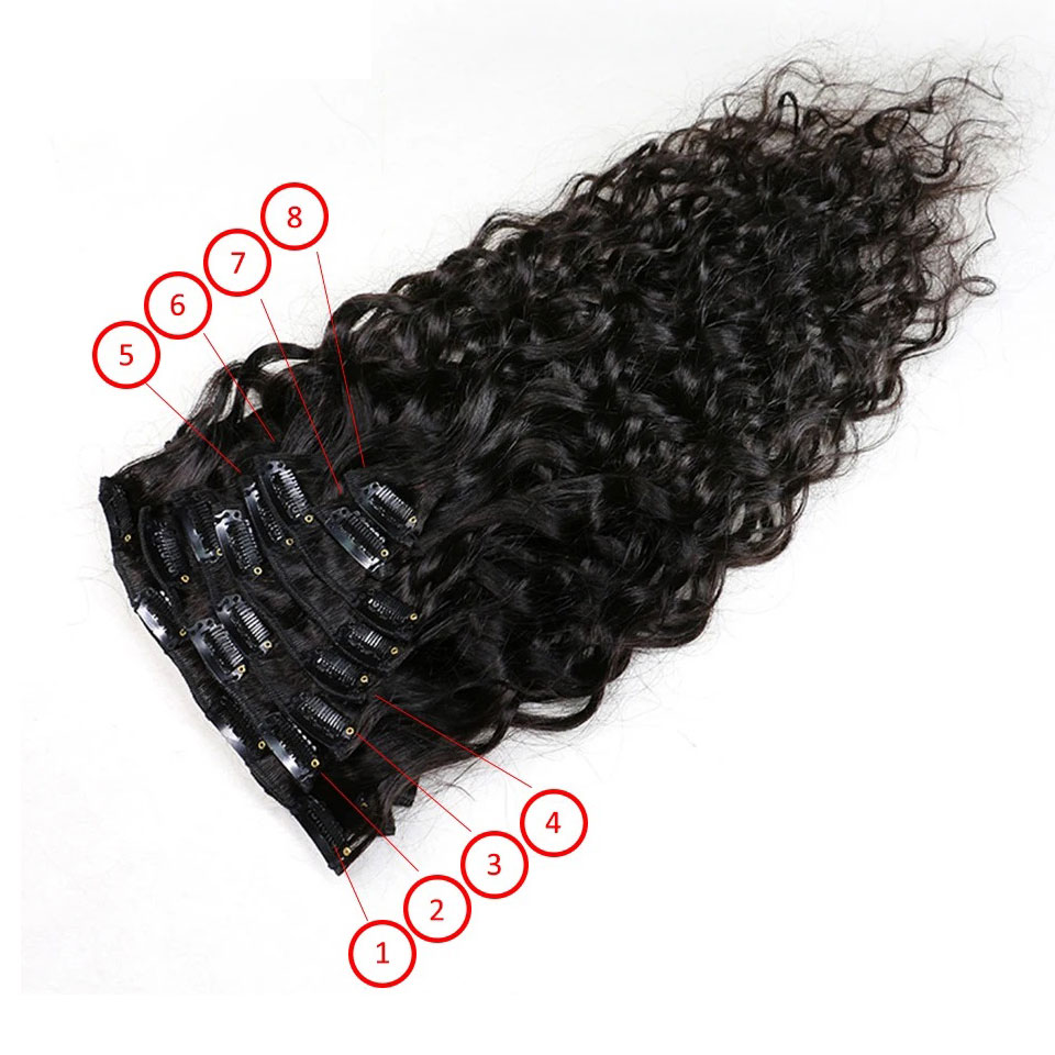 8-24 Inches Water Wave Curly C - Seamless Clip In Hair Extensions Human Hair recension och pris