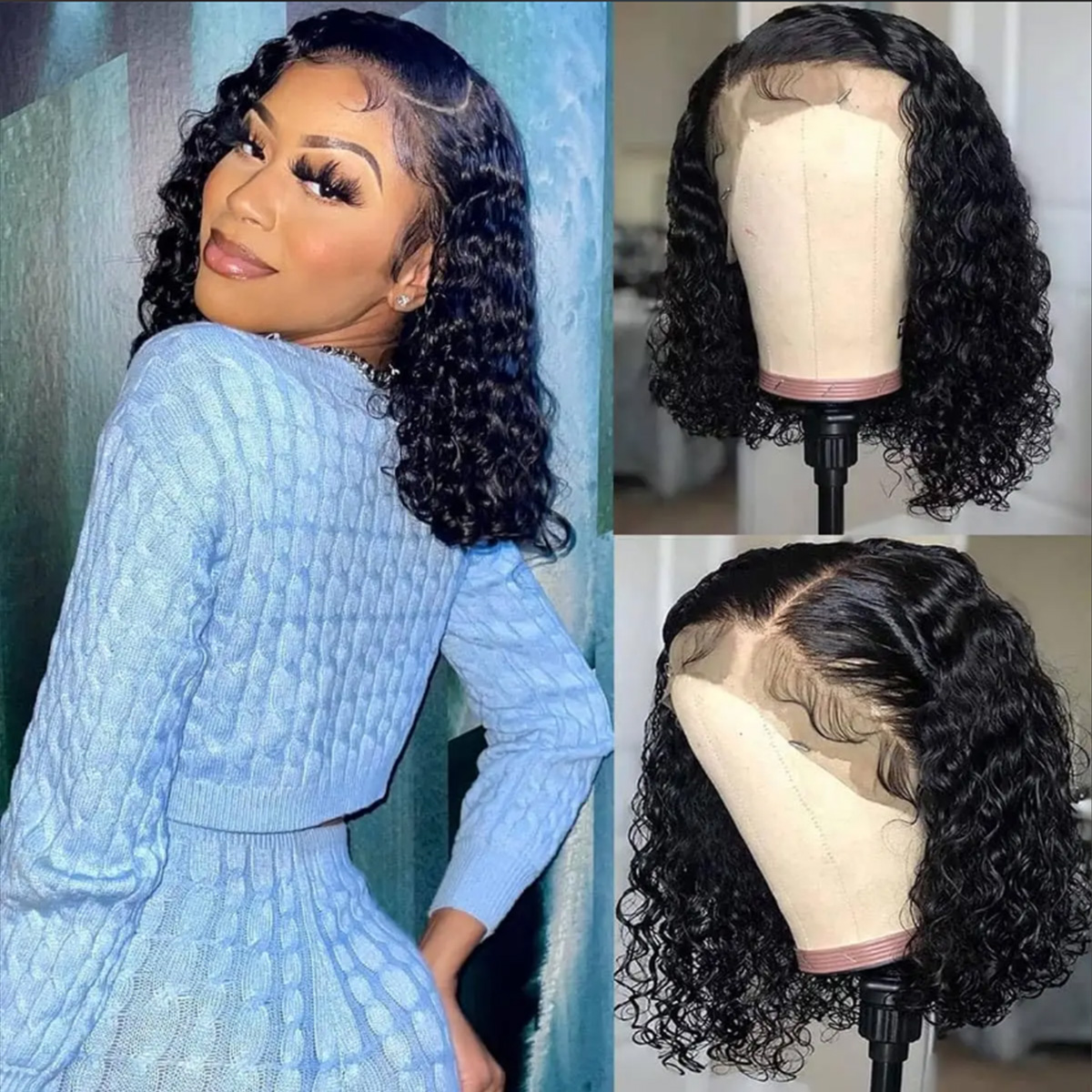 Deep Wave Wigs Human Hair 180  - Glueless Wear And Go Human Hair Wig recension och pris