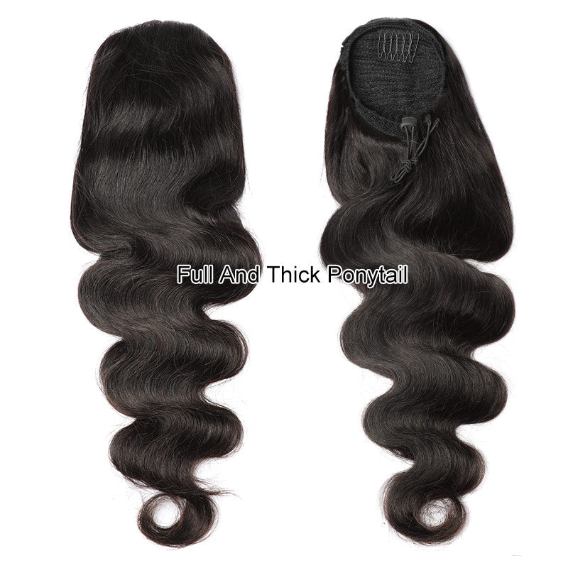 Body Wave Drawstring Ponytail  - Seamless Clip In Hair Extensions Human Hair recension och pris